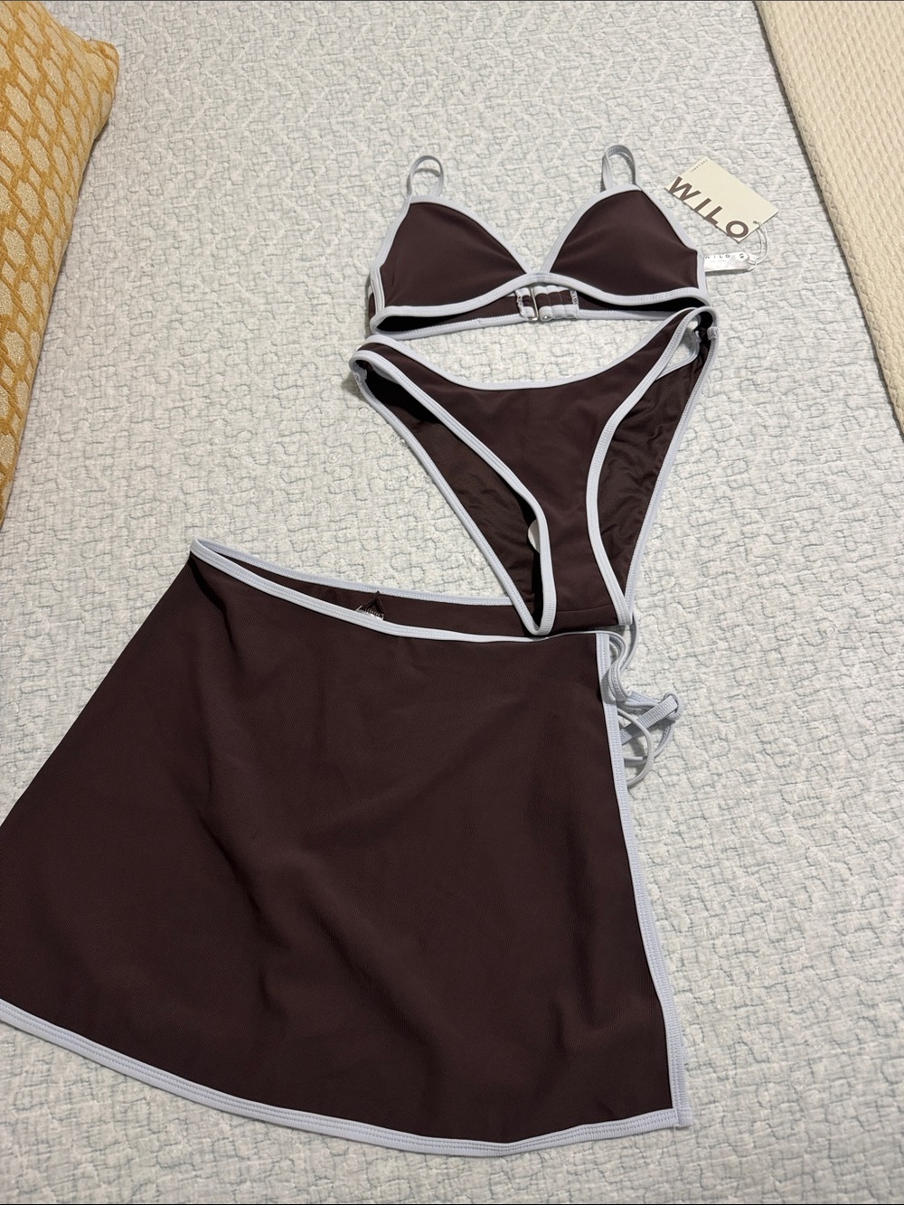 NWT Wilo the label brown Two-Piece Bikini Set w/Skirt (3pieces total)